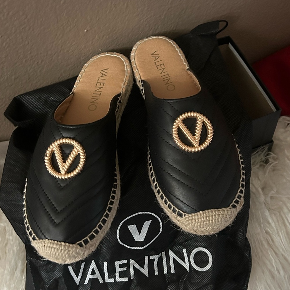 Valentino Black Espadrilles with Gold Detail - Picture 3 of 4